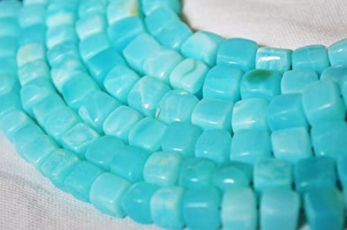 Opale bleue du Pérou cubes lisses 8-9 mm, idéal pour créer vos bijoux d'été personnalisés