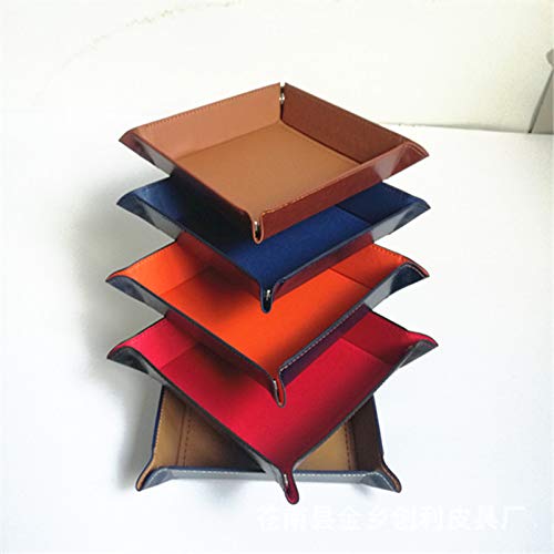 Tooloflife Red PU Leather Square Tray Bedside Organiser Jewellery Valet Tray Desk Storage Plate for Key Coin Trinket Phone Jewelry Wallet - Image 3