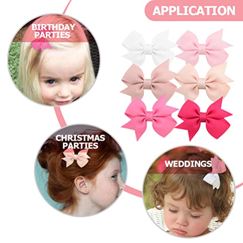 FRCOLOR Clipes de laço de cabelo rosa para meninas 12 peças presilhas de cabelo rosa acessórios de c