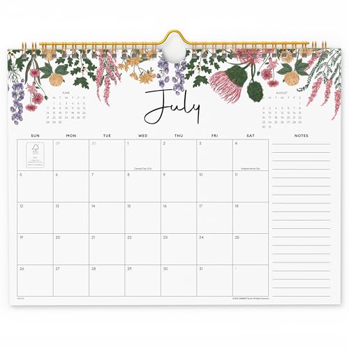 Cabbrix 2026 calendar 18 Months 2026 wall Calendar 11x8.5 Runs From July 2026 - December 2027 Twin-Wire Binding Hanging Hook Floral Design