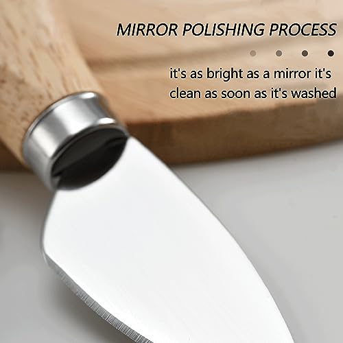 Qianxihu 6Pcs Cheese Slicer Set Cheese Knife Set Wooden Handle Cheese Knives Stainless Steel Cheese Knife and Cheese Shovel Set for Party Wedding Birthday - Image 4
