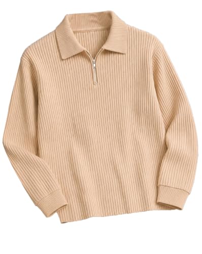 Image of AUSK Men's Cotton Blend Rib Knit Textured Full Sleeve Polo T-Shirt | Regular Fit Zip Polo Neck Smart Casual T Shirt for Men | Stylish Fashion & Casual Wear Tshirt for Men