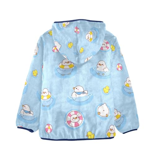 Cute Baby Duck Swimming Girls Fleece Jacket Girls Fall Jacket Girls Zip Up Hoodie Girls Sherpa Jacket 2-10T2