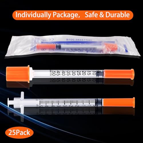 Image of 0.5ML Syringe, Lab Supplies Syringes 31G 5 /16 Inch, Individually Wrapped, Pack of 25