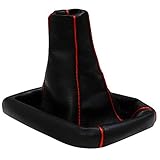 Aerzetix - Funda Palanca de Cambio Piel Sintetica Negro/Rojo Para Seat Ibiza 3 2002-2008