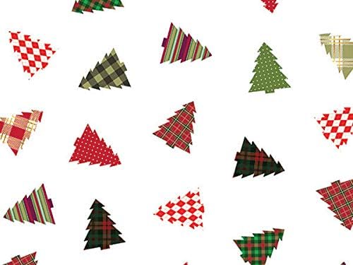 Cellophane Gift Wrap - 40" x 100' - Plaid Trees