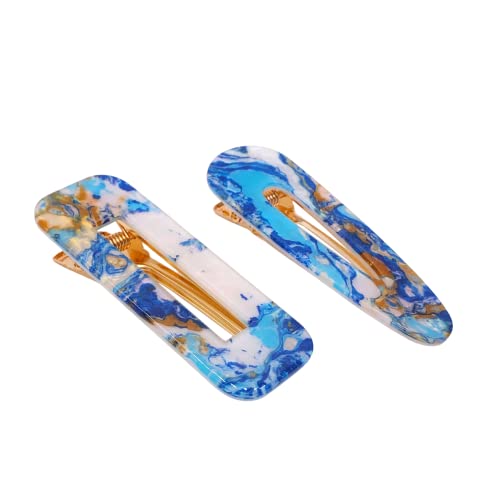 2PCS Fashion Hair Clips for Women Girls Acrylic Hairpins Duckbill Hair Accessories Hollow Map Dark Blue（Amazon）