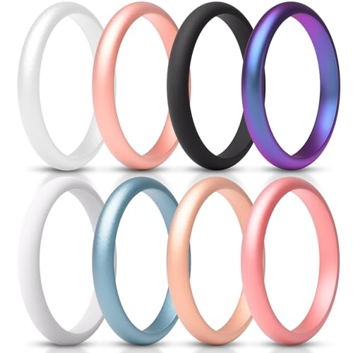 ThunderFit Women's Thin and Stackable - Silicone Rings Wedding Bands - Promise rings 2.5mm Width - 2mm Thick, 5.5 - 6 (16.5mm), Silicone, No Gemstone