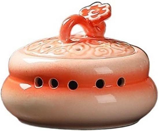 Incense Burner Red Creative Small Incense Burner Indoor Ceramic Holder with Lid and Handle Incense Holders