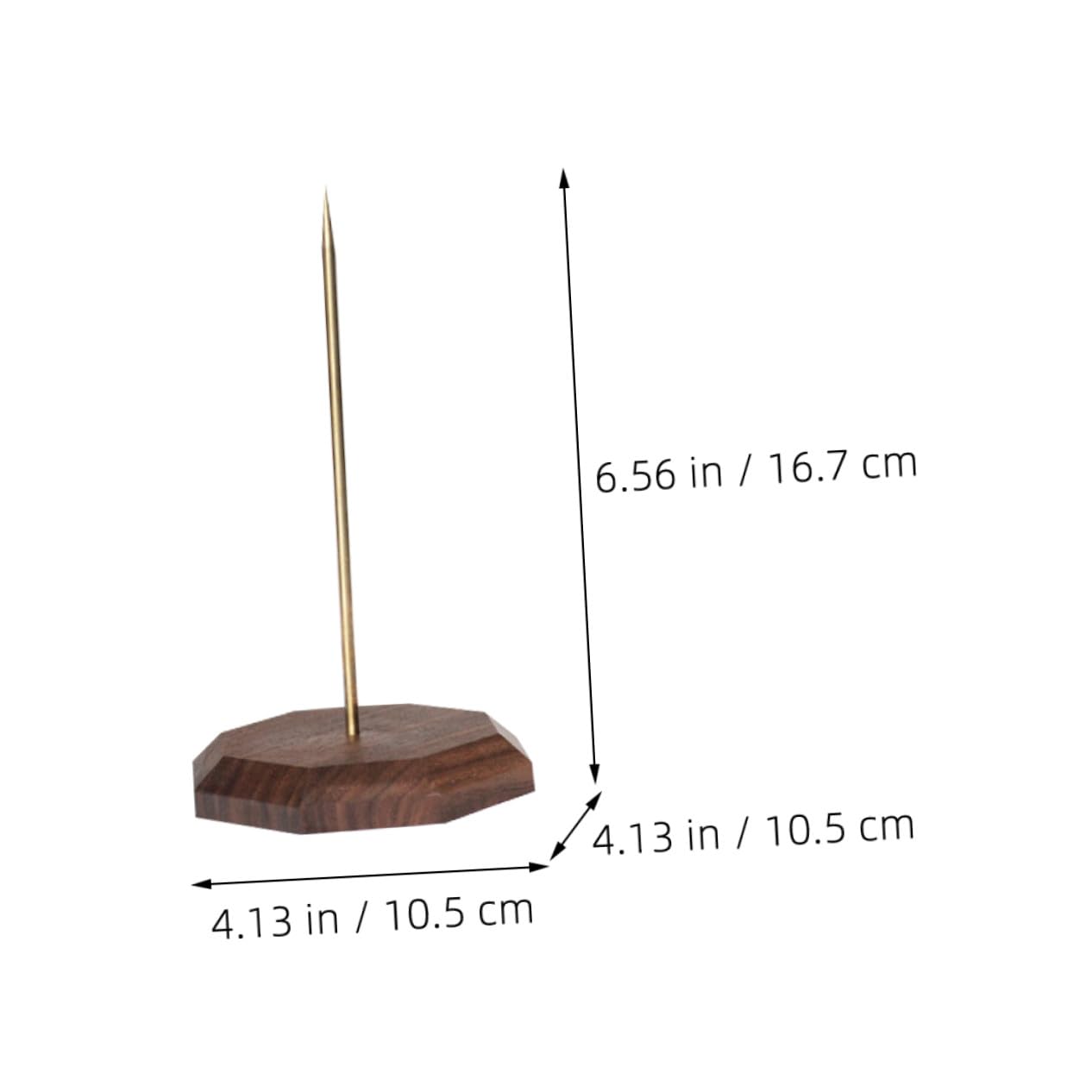 LIFKOME Soporte para Recibos de Mesa con de Cobre y Base de Madera Nogal Organizador Estable para Tickets y Pedidos Restaurantes y Bares Accesorio Práctico para Oficina y Comercio