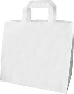 Carte Dozio - Shopper de Kraft con fondo cuadrado, color blanco, asa plana, 26 cm + 17 x 25 cm, 50 unidades