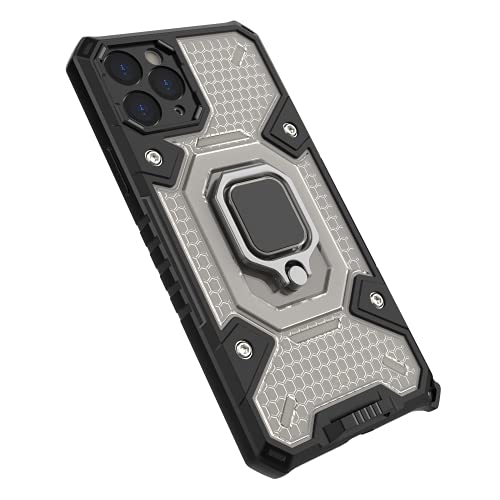 Image of zivite Tough Armor Bumper Back Case Cover for iPhone 13 Pro | Ring Holder & Kickstand in-Built | 360 Degree Protection Back Case Cover for iPhone 13 Pro (Black)