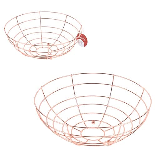 FRUTEIRA DE MESA REDONDO ARAMADO METALIZADO ROSE 27CM Ø