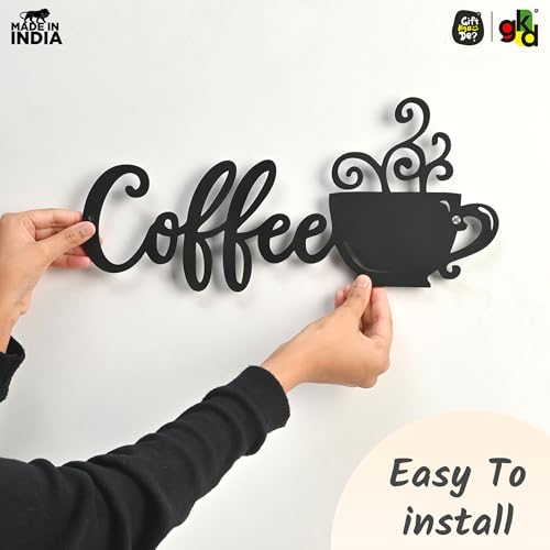 Image of Gift Kya De Coffee Wall Hanging Sign for Kitchen & Cafe | Wooden Wall Art for Coffee Corner | Black Kitchen Decor for Home & Restaurants