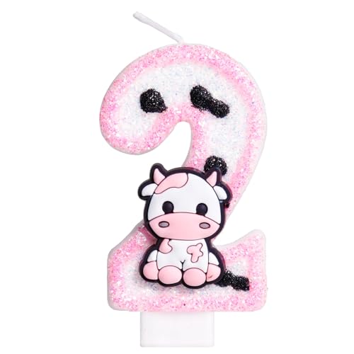 Bougies d'anniversaire à paillettes en forme de vache rose pour décoration d'anniversaire de 2 ans, bougie chiffre 2 pour gâteau, bougie chiffre 2 pour filles, décoration de fête d'anniversaire pour Bougies d'anniversaire à paillettes en forme de vache rose pour décoration d'anniversaire de 2 ans, bougie chiffre 2 pour gâteau, bougie chiffre 2 pour filles, décoration de fête d'anniversaire pour