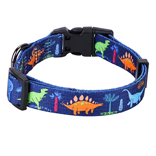 Rhea Rose Dog Collar Special Design Personalized Cute Girl boy Soft Collars with Cartoon Dinosaurs Large Size