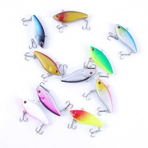 FREE FISHER 10Pcs Fishing Lures VIB Hard Baits Lipless Crankbaits Sinking Lures for Bass Trout Perch Salmon 2in/0.16oz by FREE FISHER - Image 3