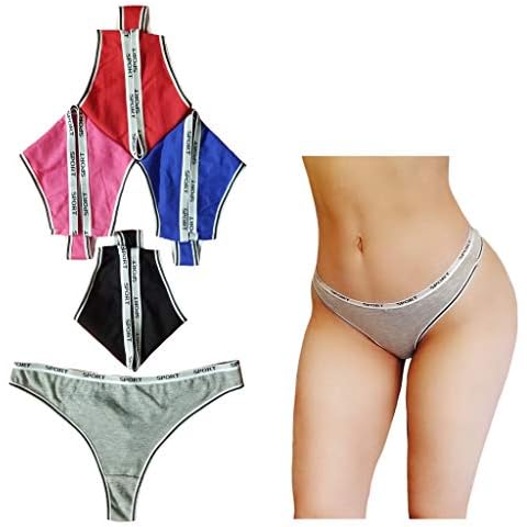 oki doki Women's Cotton Thong Underwear 5pack. Assorted Colors (Sport band Multi color, Large) Cover