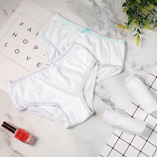 Buyless Fashion Girls Panties White Soft Cotton Briefs Underwear with Colored Trim 4 Pack3