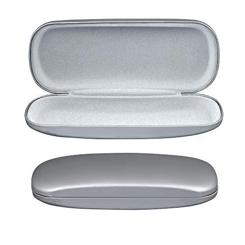 Glasses Case Hard Shell | Medium Size | Protective Eyeglasses, Sunglasses, Computer Glasses, And Reading Glasses Case For Men, Women, Kids | Silver