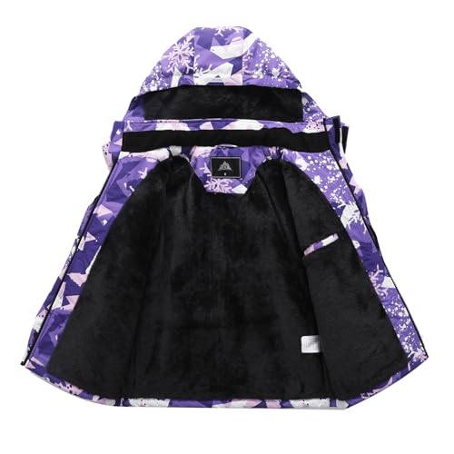 Image of Kid's Ski Jacket Waterproof Winter Coat Boy's and Girl's Fleece Snowboarding Jackets with Detachable Hood