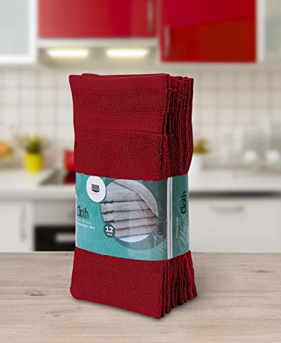 Utopia Towels [12 Pack Premium Wash Cloths Set (12 X 12 Inches) 100% Cotton Ring Spun, Highly Absorbent And Soft Feel Essential Washcloths For Bathroom, Spa, Gym, And Face Towel (Red) #TOP2