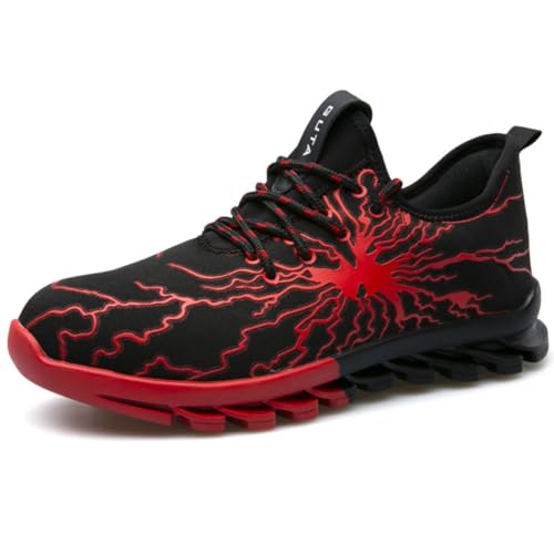 Men’s Lightning Print Y2K Running Shoes Lightweight Breathable Mesh Sneakers with Anti Slip Elastic Shock Absorbing Sole for Outdoor Fitness Jogging Walking and Casual Wear