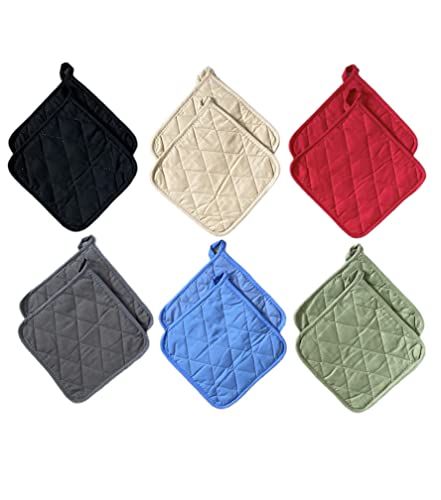 12 Pack Square Pot Holders 100% Cotton Heat Resistant Hotpads For Cooking Kitchen Potholder Set Trivet For Cooking Baking Camping House With Hanging Loops, Size: 8X8Inch, Machine Washable #TOP1
