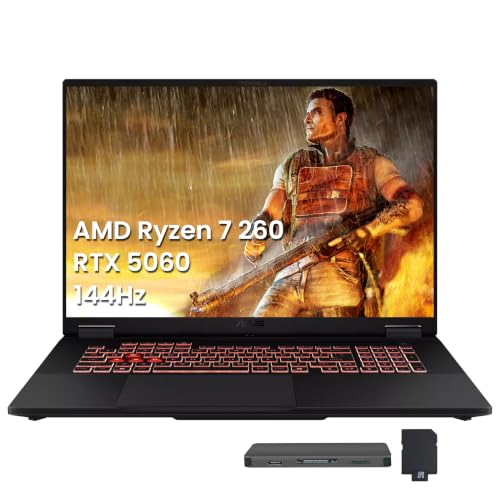 Image of ASUS TUF A18 18 inch WUXGA 144Hz Gaming Laptop, AMD Ryzen 7 260, GeForce RTX 5060 8GB GDDR7, 64GB DDR5, 3TB Storage(2TB SSD+1TB Docking Station), Backlit Keyboard, FHD IR Camera, Wi-Fi 6E, Win11 Pro, Gray