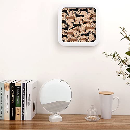 Pendule murale silencieuse mécanisme quartz chien marron moderne 26cm