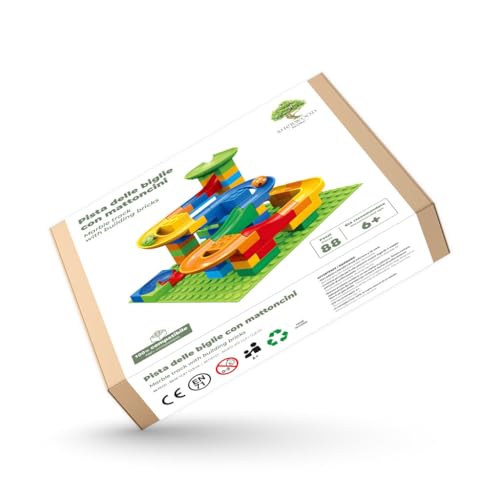 Pista delle biglie con mattoncini, giochi educativi per bambini da 6 anni - Murble track with building bricks (88 PEZZI)