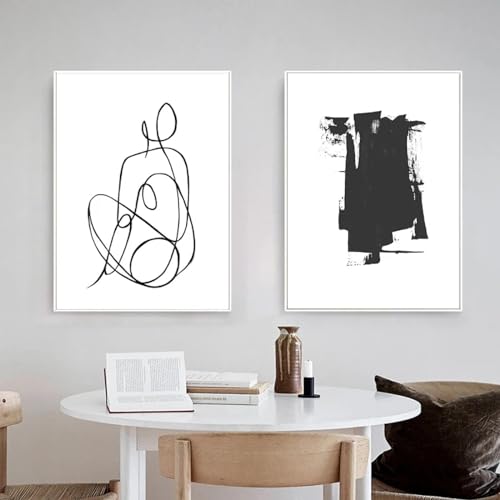 Toile murale visage minimaliste KEBIA pour habiller un grand mur vide de salon sans encombrer