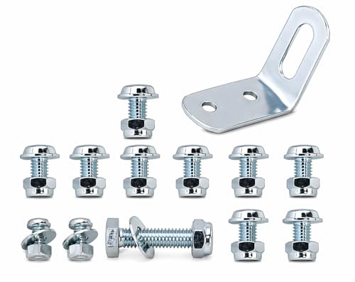 Lowrider Bike Fender Bolt & Nut Set 13pcs Chrome – Universal Bicycle Fender Mounting Hardware Kit, Steel Bolts Assorted Sizes (8x5mm, 7x4mm, 25x6mm) with 90° Bracket – Durable Replacement Parts