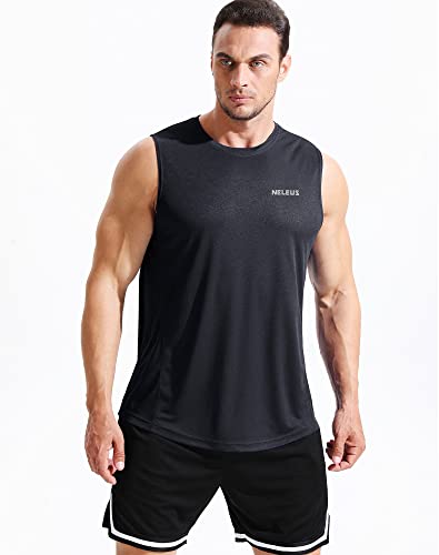 Image of NELEUS Men's 3 Pack Dry Fit Athletic Muscle Tank Workout Gym Shirt