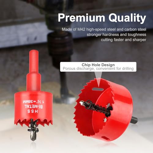 Hole Saw Set, 13Pcs 18mm - 75mm Hole Saws Drill Bit with Hex Shank and Centring Drill, Hole Cutter Drilling Holesaw Kit for Wood Soft Metal Plastic Plasterboard 4 Hole Saw Set, 13Pcs 18mm - 75mm Hole Saws Drill Bit with Hex Shank and Centring Drill, Hole Cutter Drilling Holesaw Kit for Wood Soft Metal Plastic Plasterboard - Image 4