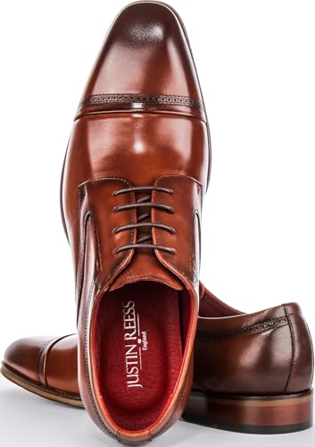 Everett Men's Smooth Casual Lace Up Oxford Shoes (Tan Brown, US 9)4
