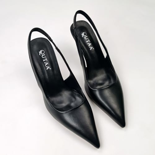 Women's Slingback Closed Pointed Toe Slip-on Kitten High Heel Casual Sexy Sandals Party Dress Pump Black Pink Shoes3