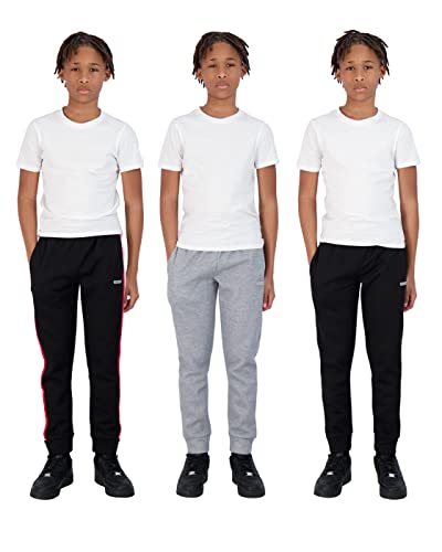 Hind Boys 3-Pack Fleece And Tricot Jogger Sweatpants With Pockets For Athletic & Casual Wear (Black-Heather-Black, 7) #TOP2