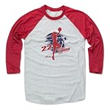 500 LEVEL Caitlin Clark Indiana Fever 3/4 Sleeve T-Shirt - Caitlin Clark Indiana Silhouette (Red/Ash, X-Large)