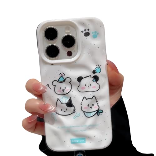 NICEHOLI iPhone 12用 ケース Insスタイルの漫画の子犬のラインの動物の頭のパターンTPU電話ケース落下防止ストラップスタイルのかわいい韓国のファッション日本と韓国の創造的なテクスチャスマートフォン保護ケース快適な感触完全な保護(iPho