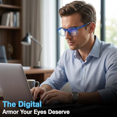 Image of UV Protection Glasses Blue Cut Blocking Harmful Rays Glasses for Men & Women Zero Power Computer Specs Eye Protection Lightweight Frame with Case & Cleaning Cloth