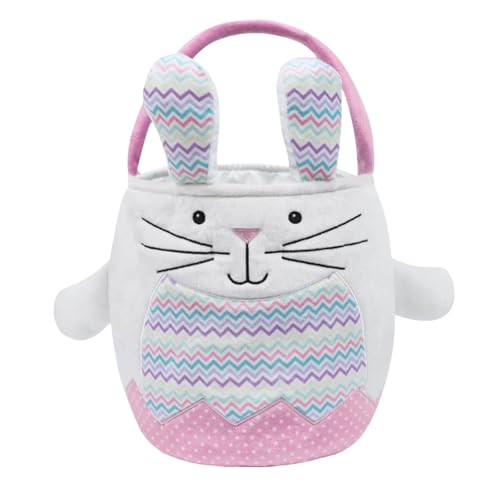 Conejo de Pascua para niños y niñas, bolsas de aperitivos de Pascua personalizadas para niños, bolsas de bebé para huevo de Pascua bordado JQl699 (B, talla única)