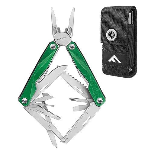 FLISSA Multitool, 16-in-1 Stainless Steel Multi Tool, EDC Multitool with Pocket Knife, Screwdriver, Pliers, Safety Locking and Sheath, Utility Multi-Tool for Camping Survival Outdoor Activities