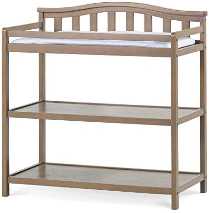 Child Craft Infant Changing Table with Arch Top Back, Water-Resistant Pad and Safety Strap, Dusty Heather