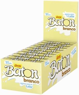 Garoto - Baton - White Cylinder Chocolate Bar - 16.93 Oz (PACK OF 30) | Barras Cilíndricass de Chocolate Branco 30x16g - 480g