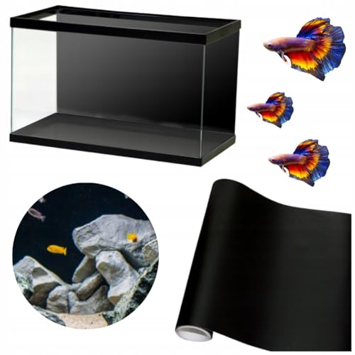 TD STONES Hintergrunddekor Aquarium Rückwand Schwarz 60x50 cm – selbstklebende Folie, wasserfest und langlebig – hochwertige Aquarium Rückwand für Süßwasser- & Meerwasseraquarien + WEITERE GRÖSSEN