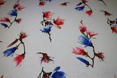 Tela de algodón y viscosa con estampado floral, 150 cm, magnolia