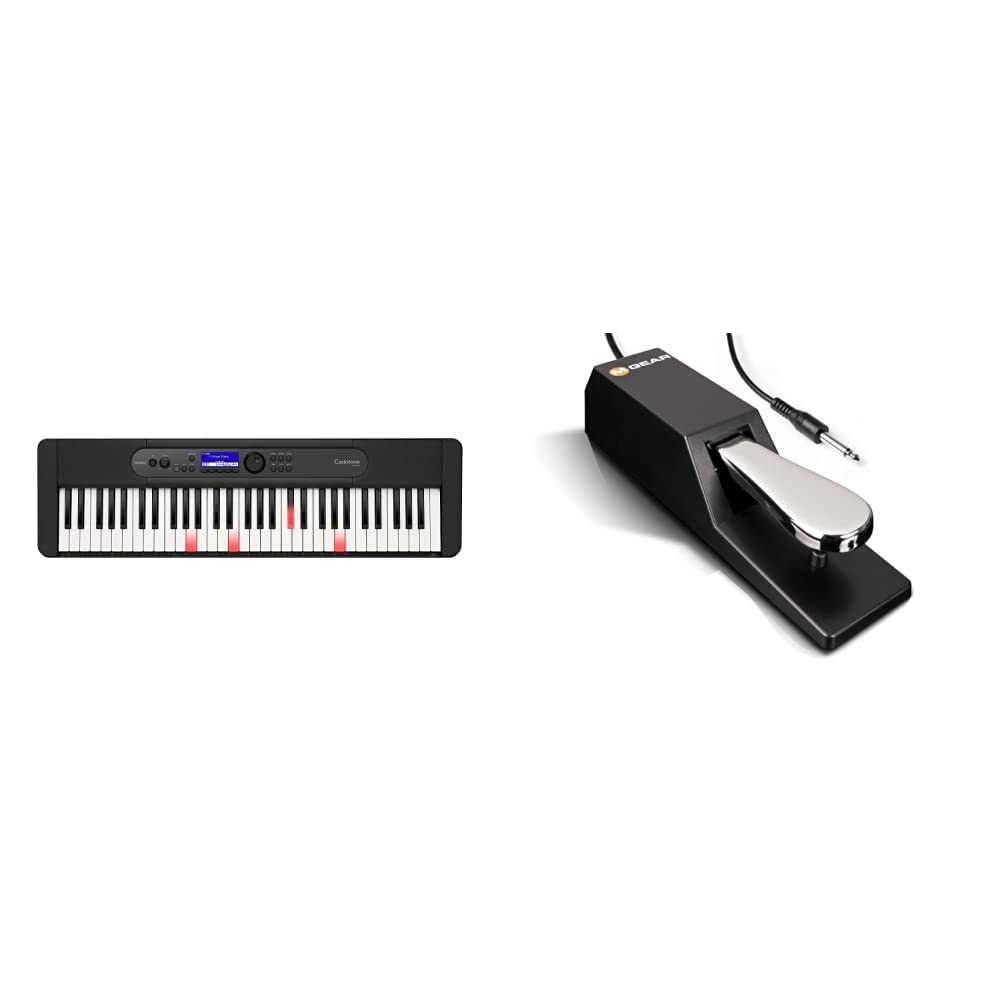 Casio LK-S450 CASIOTONE Top Leuchttastenkeyboard mit 61 anschlagdynamischen Tasten im Piano-Look, schwarz & M-Audio SP-2 - Universal Sustain Pedal mit Piano Style Action, das ideale Zubehör