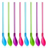 8 Pcs Spoon Straws Hard Plastic Snow Spoon Detachab Straws