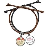 Material: -Wristband: High quality and durable black leather; -Charms: metal